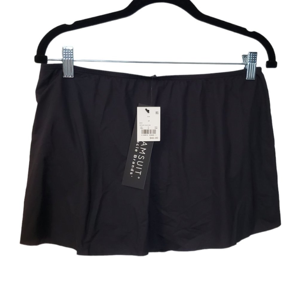 NWT Swim Skirt Dreamsuit by Miracle Brands Black Control Fabric Swimsuit Bottoms - Picture 2 of 10